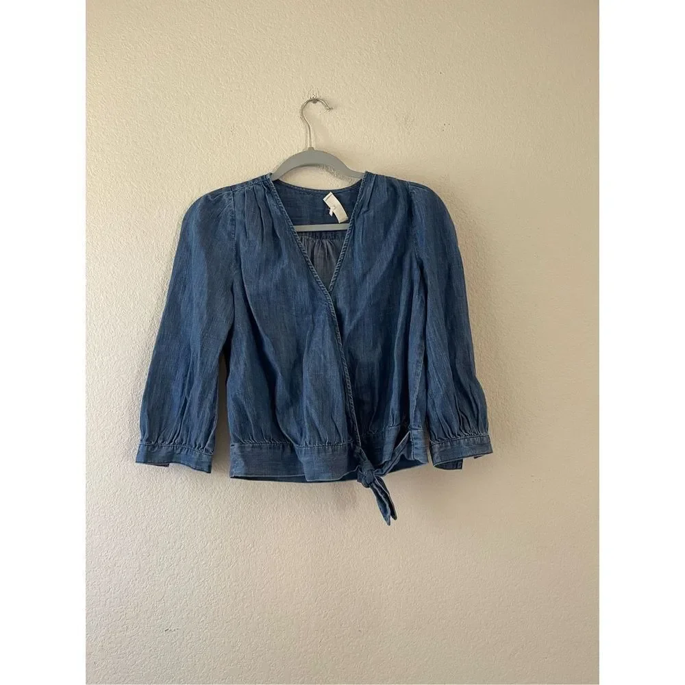 Madewell chambray wrap front‎ blouse size xs